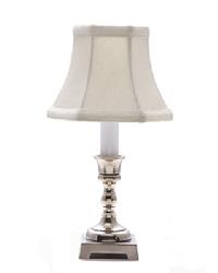 Pewter Square Candlestick Lamp-White